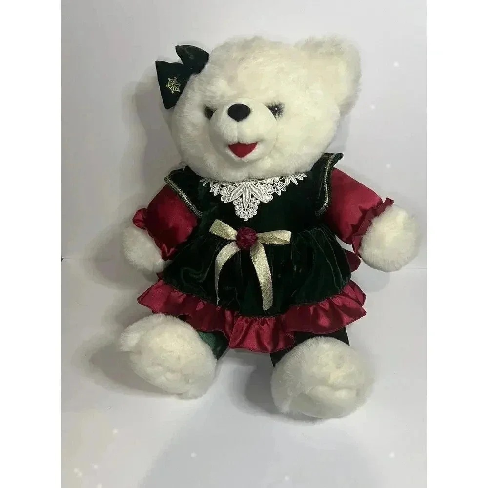 Vintage Snowflake Teddy 1998 Plush 23" Christmas Girl TB Trading Co White Bear